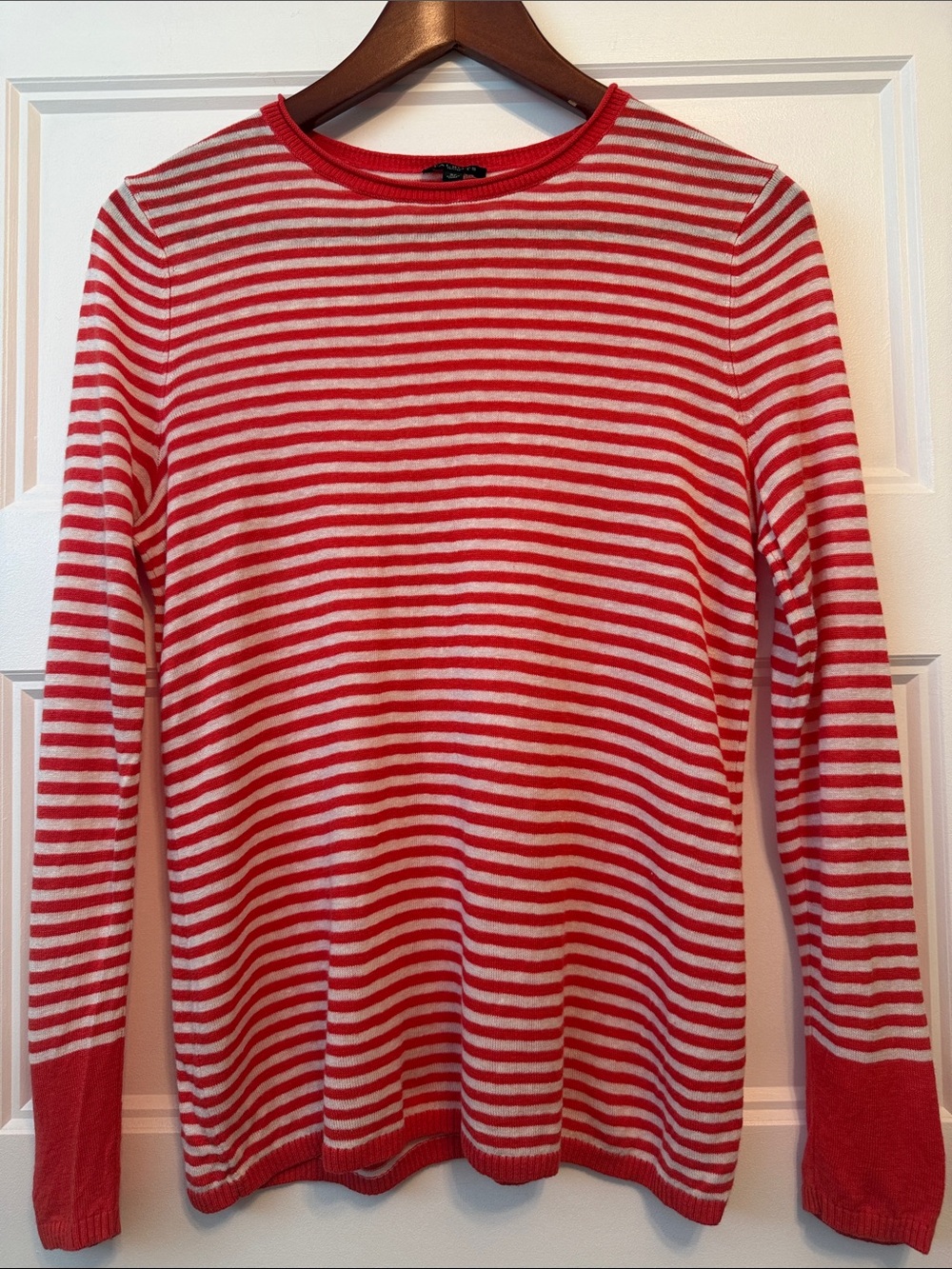 Talbots Red & White Striped Long-Sleeve Crewneck Sweater